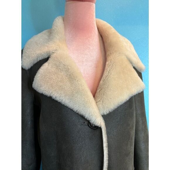Made in Turkey Peruvian Connection Mid-Length 100% Shearling Coat Jacket Brown L - Picture 3 of 15